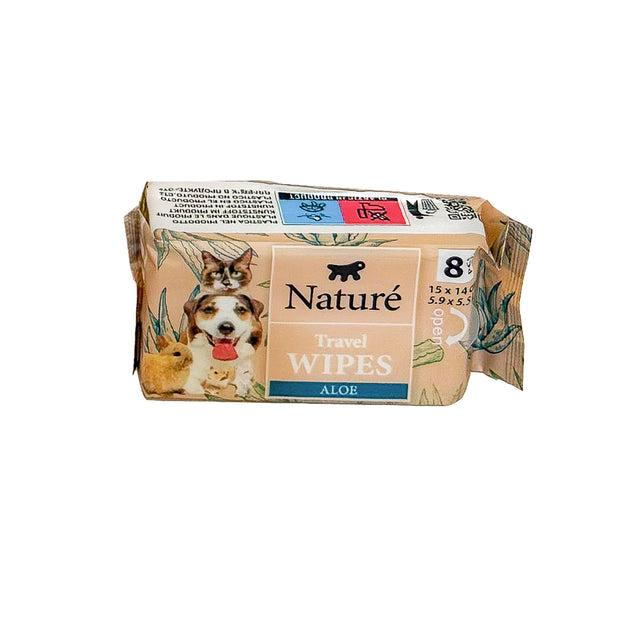 TRAVEL POCKET WIPES FOR DOGS AND CATS NATURÈ (x8)