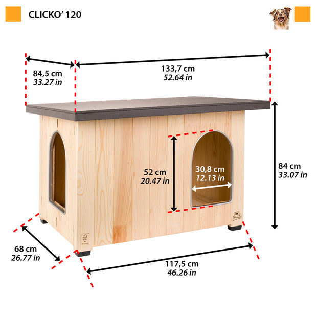 CLICKO wooden dog kennel