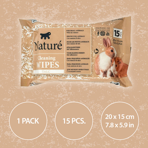 TALC WIPES FOR SMALL ANIMALS NATURÉ (X15)