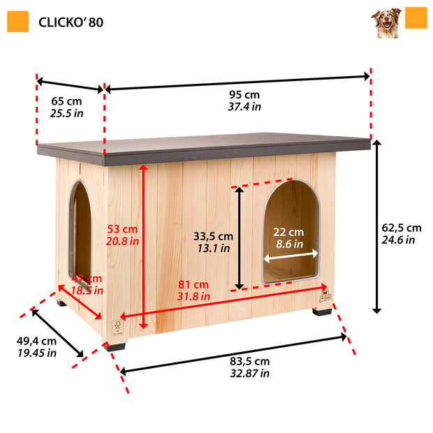 CLICKO wooden dog kennel