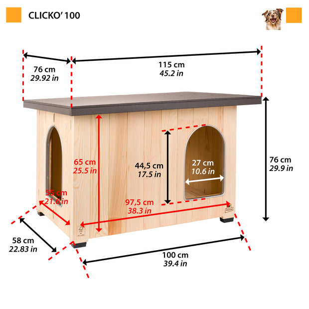 CLICKO wooden dog kennel