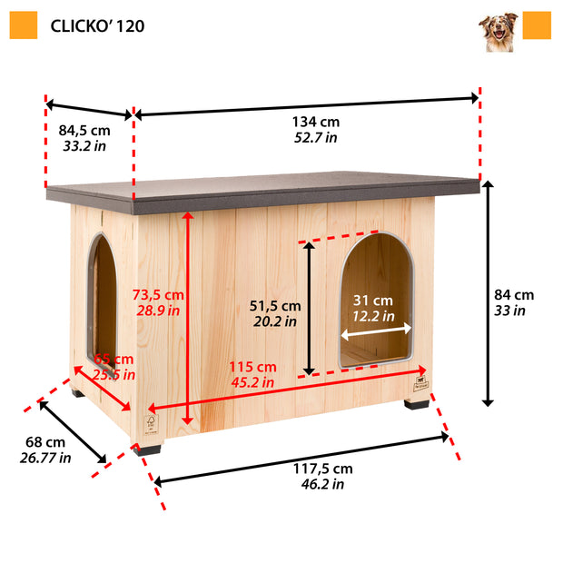 CLICKO wooden dog kennel