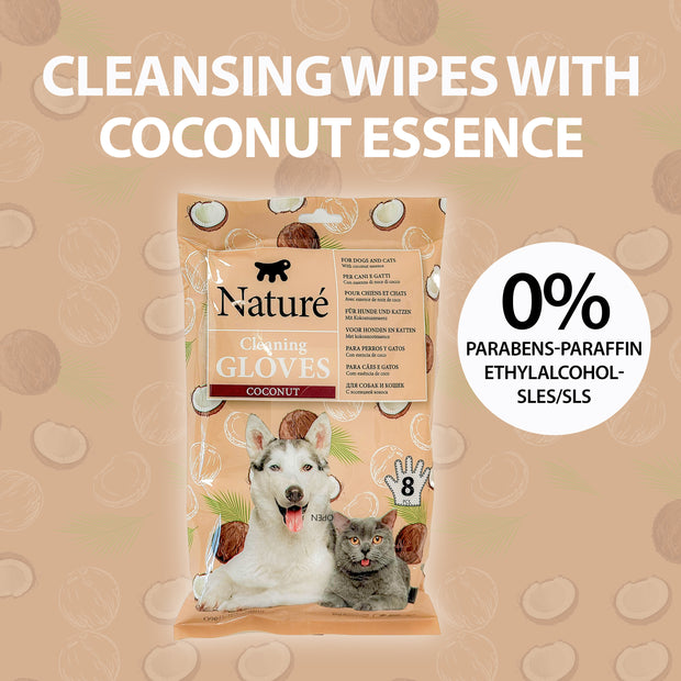 COCONUT CLEANSING DOG AND CAT  GLOVES NATURÉ (X8)