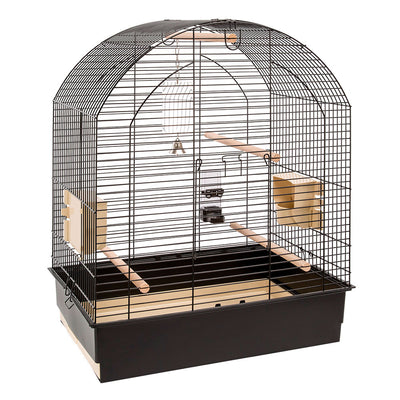 Ferplast Ferplast Cage pour canaris et petits oiseaux exotiques GIUSY Cage  rectangulaire pour oiseaux, équipée d'accessoires et mangeoires  tournantes, métal robuste vernis Blanc et bac de cage en plastique Rouge,  39 x